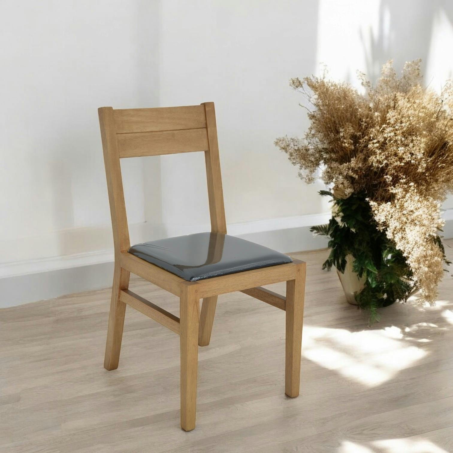 Chaise Hévéa avec assise mousse 42x50x84cm ATTAN