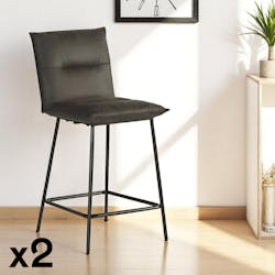 Chaise îlot central gris MALMOE (lot de 2)