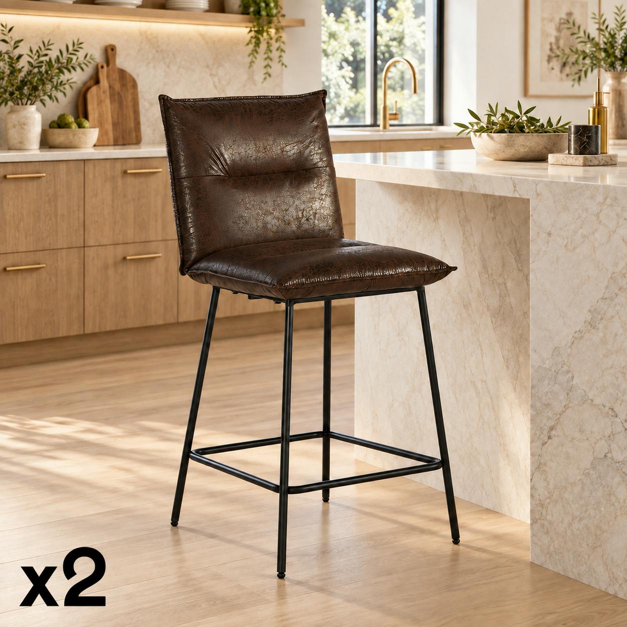Chaise îlot central havane MALMOE (lot de 2)