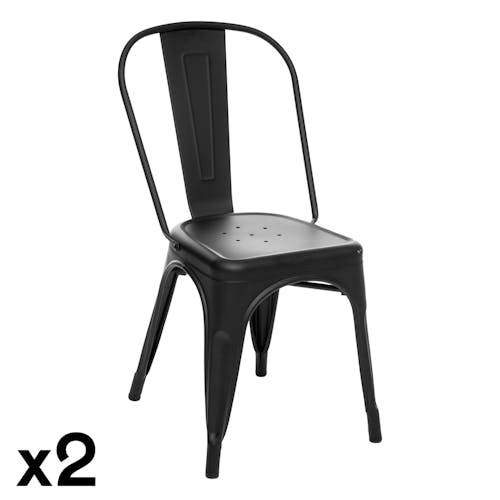 Chaise industrielle en métal noir (lot de 2) GOTEBORG
