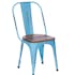 Chaise industrielle métal bleu bois recyclé LEEDS (lot de 2)