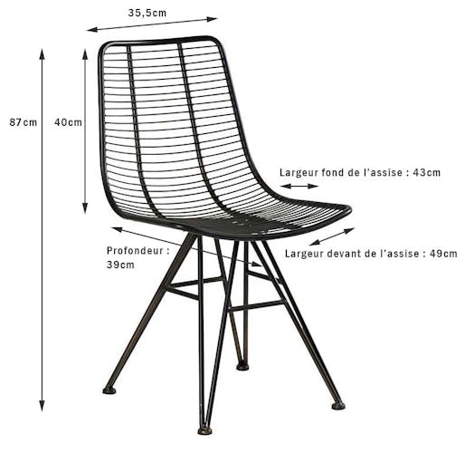 Chaise industrielle métal filaire couleur ambre VULCAN