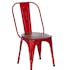 Chaise style bistrot en metal rouge vieilli et bois recylce