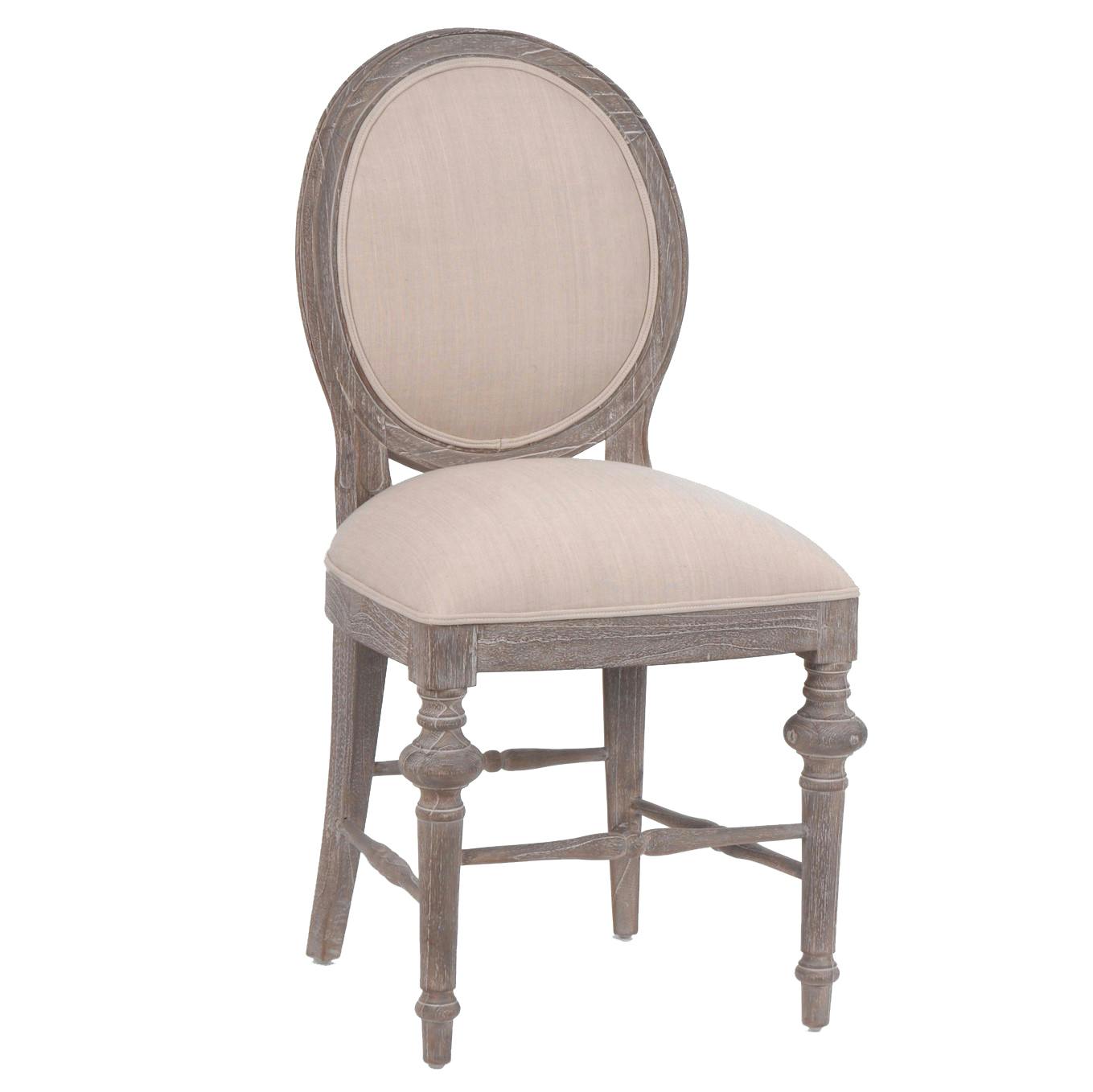 Chaise Louis XVI bois vieilli et tissu beige LEGENDE L50xP53xH96 AMADEUS