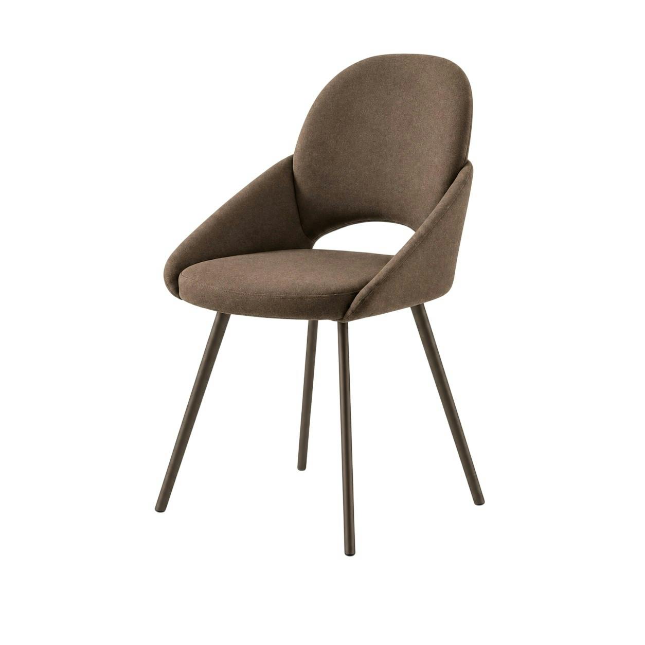 Chaise marron accoudoirs intégrés pieds bronze (x2) AUREN