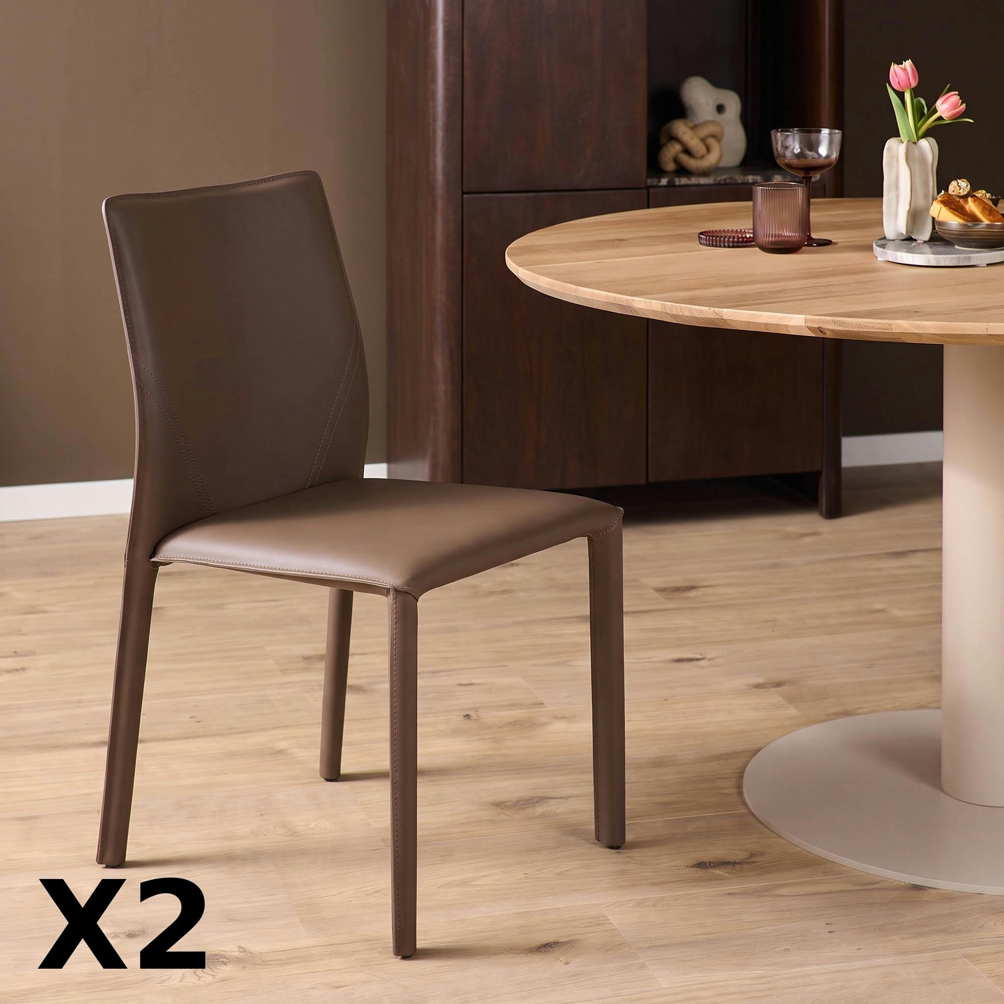 Chaise marron moderne en simili (x2) CORTINA