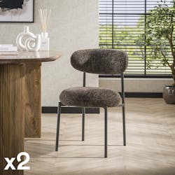 Chaise marron moderne en velours tissé (lot de 2) CREEK