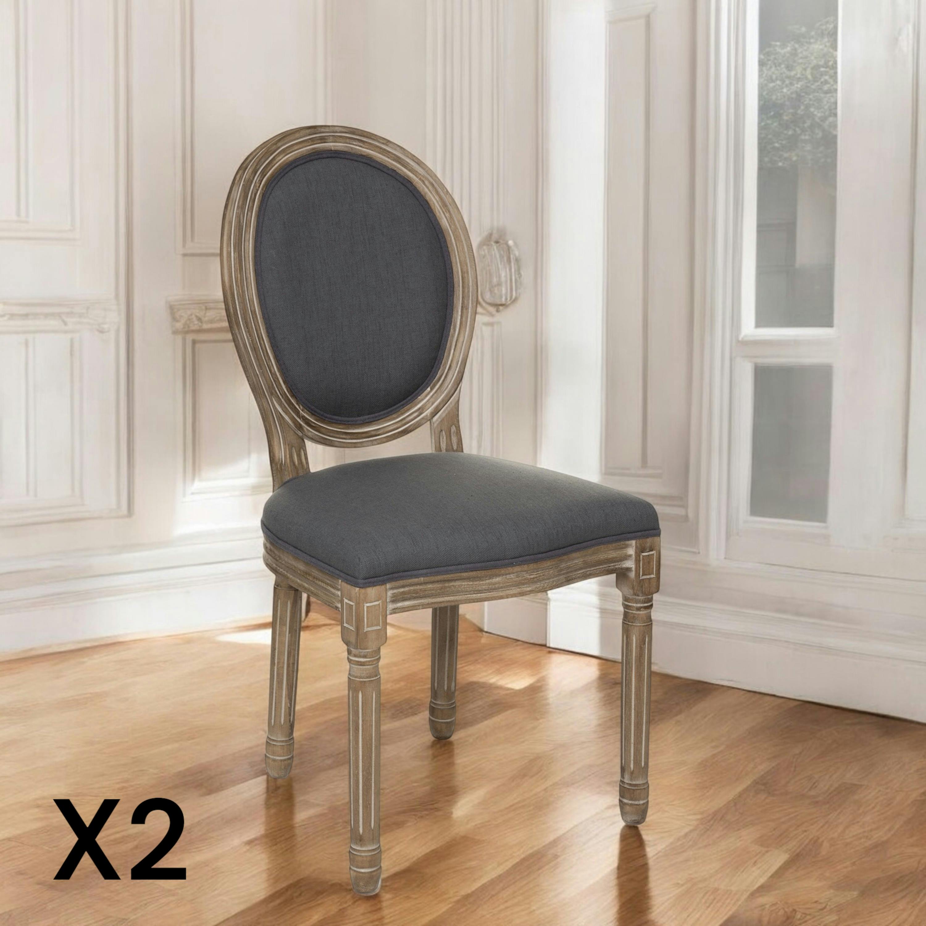 Chaise médaillon grise (lot de 2)