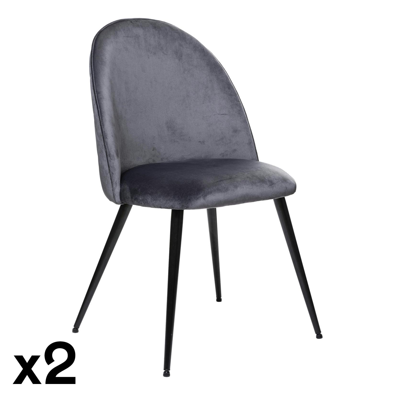 Chaise moderne en velours gris (lot de 2) GOTEBORG
