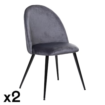  Chaise moderne en velours gris (lot de 2) GOTEBORG
