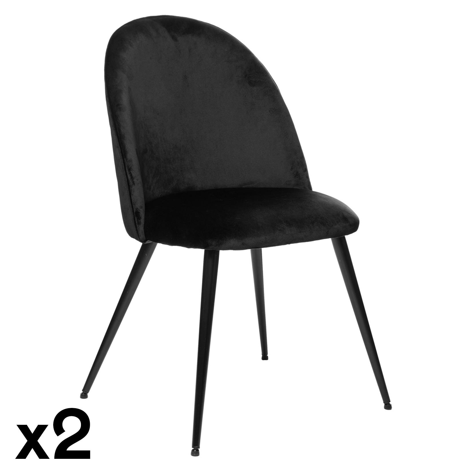 Chaise moderne en velours noir (lot de 2) GOTEBORG