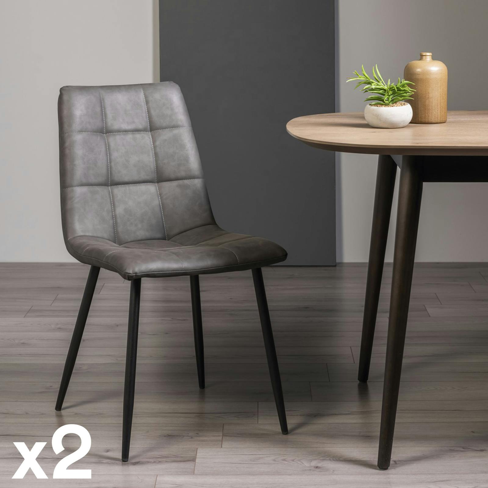 Chaise moderne grise motif carreaux (lot de 2) ALTA