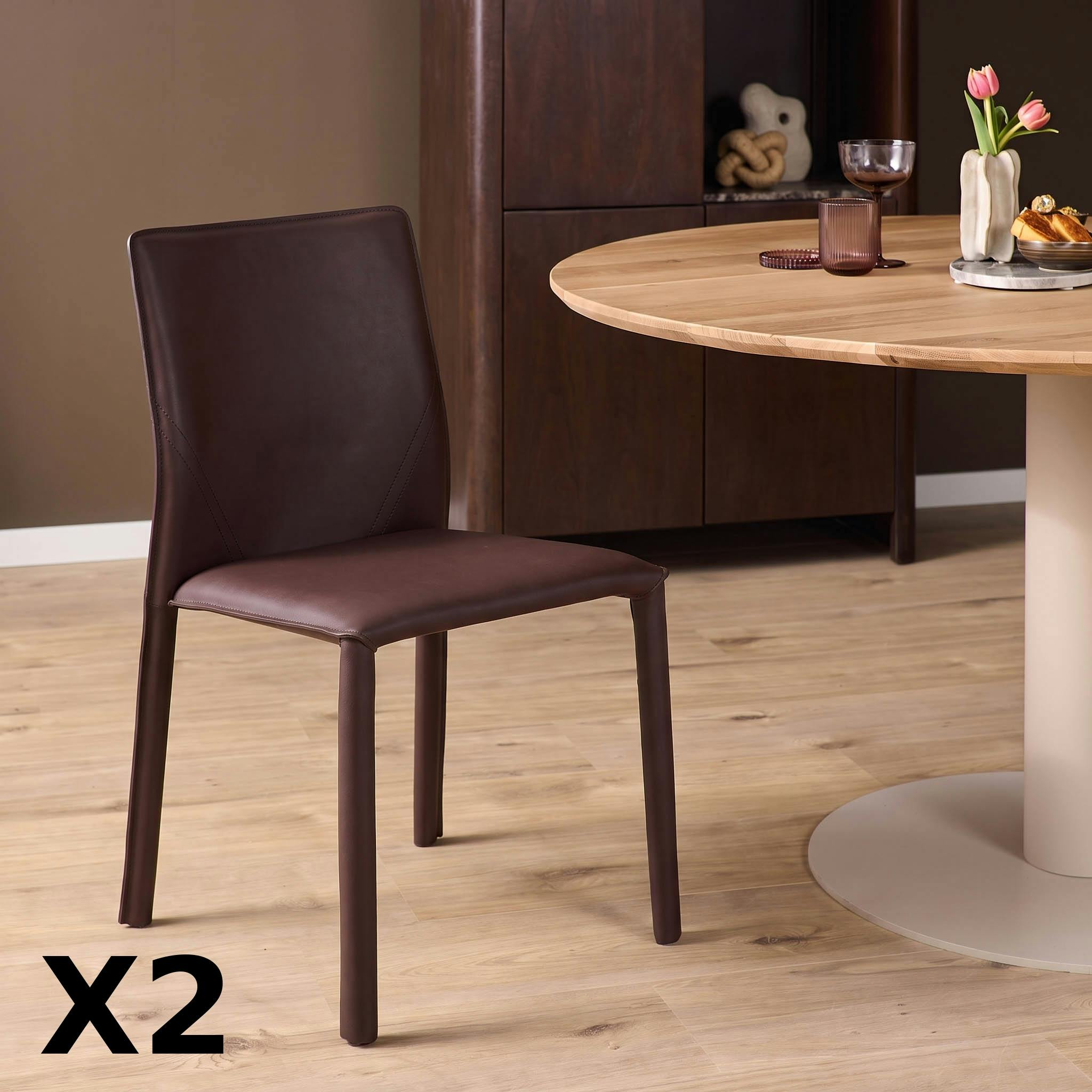 Chaise moderne prune en simili (x2) CORTINA