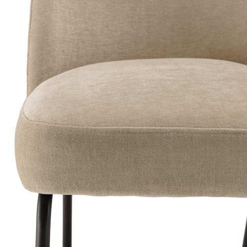 Chaise moderne tissu sable pieds métal noir (lot de 2) TIM