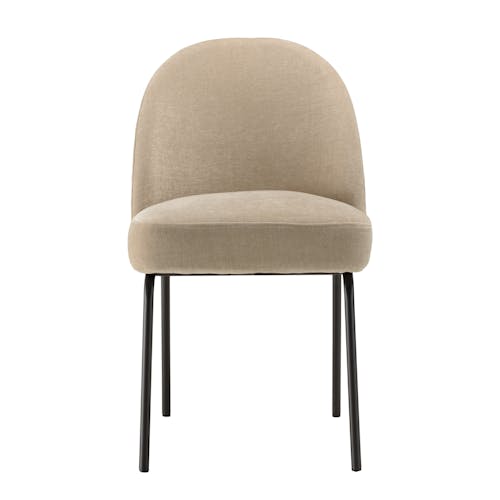 Chaise moderne tissu sable pieds métal noir (lot de 2) TIM