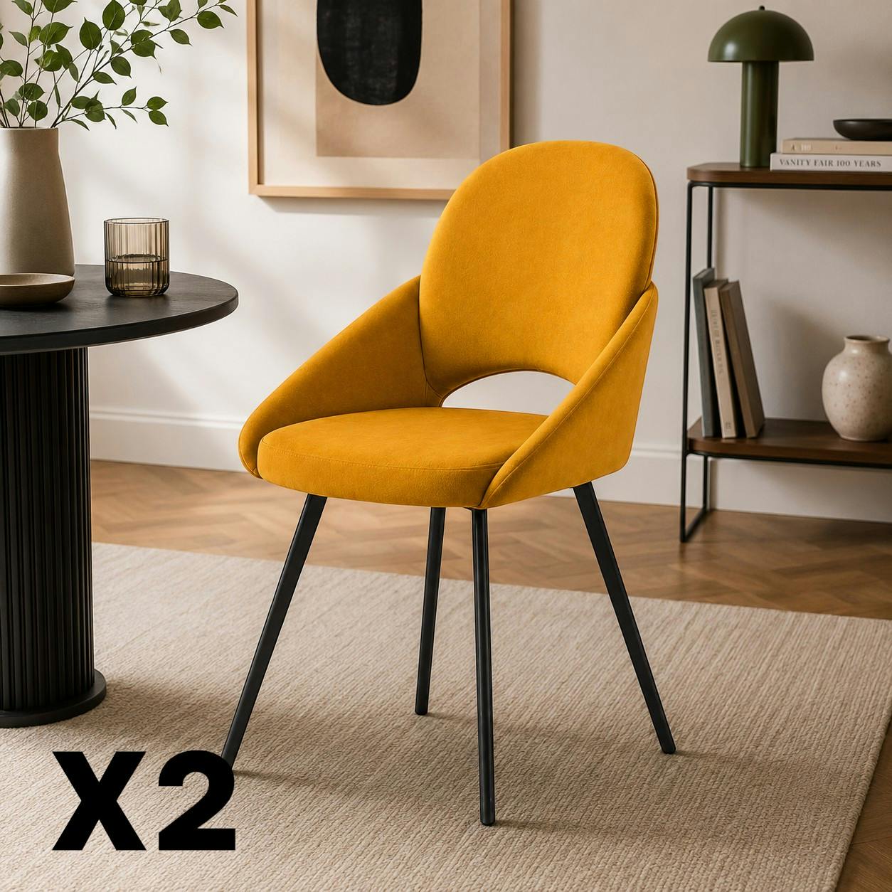 Chaise moutarde à accoudoirs intégrés (x2) AUREN