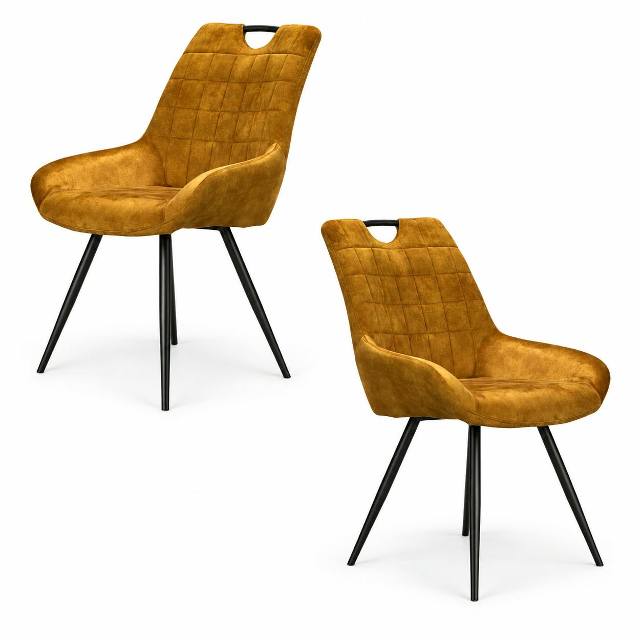 Chaise moutarde avec poignée (lot de 2) MALMOE