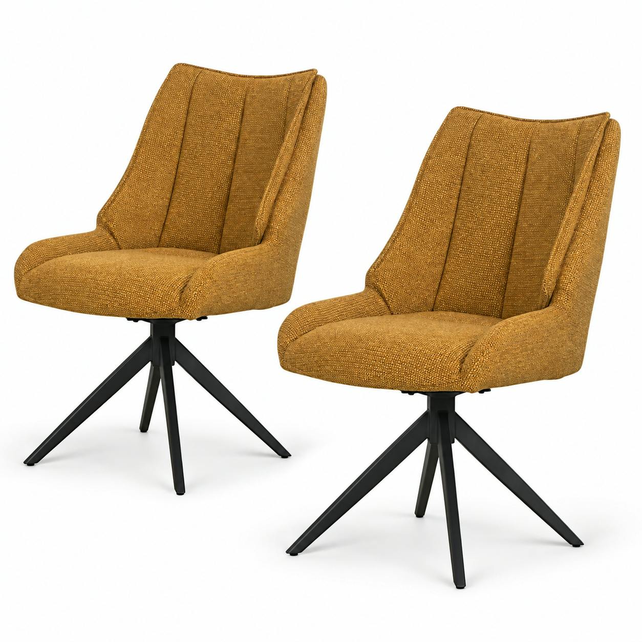 Chaise moutarde pivotante en velours texturé (lot de 2) IENA