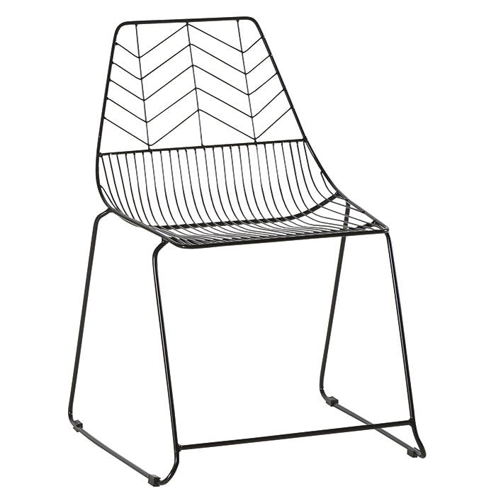 Chaise en fils de metal noir de style contemporain