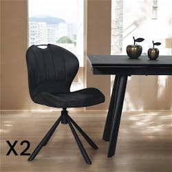 Chaise pivotante anthracite avec dossier courbe, (lot de 2) LOMBARDIE