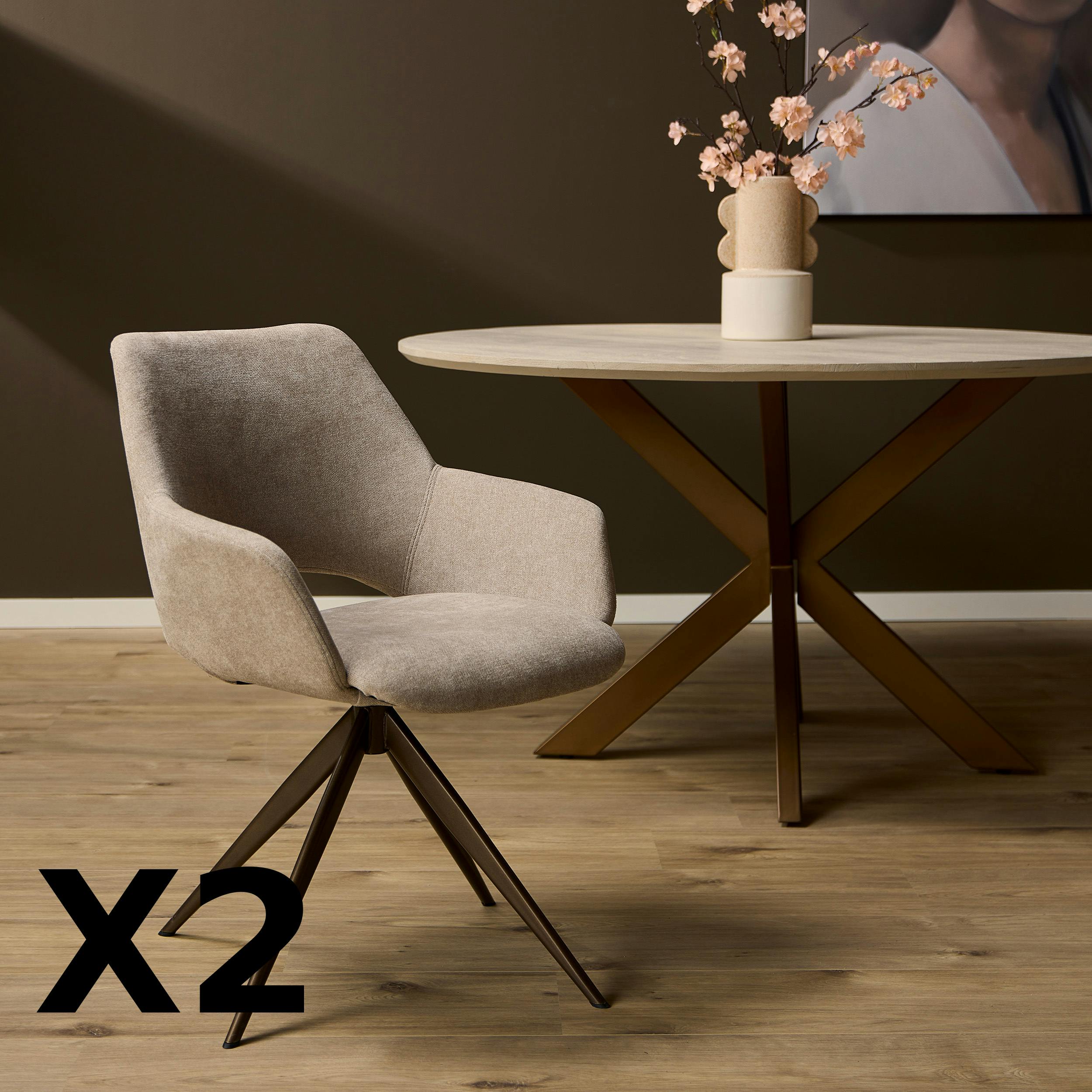 Chaise pivotante beige à accoudoirs (x2) CORTINA