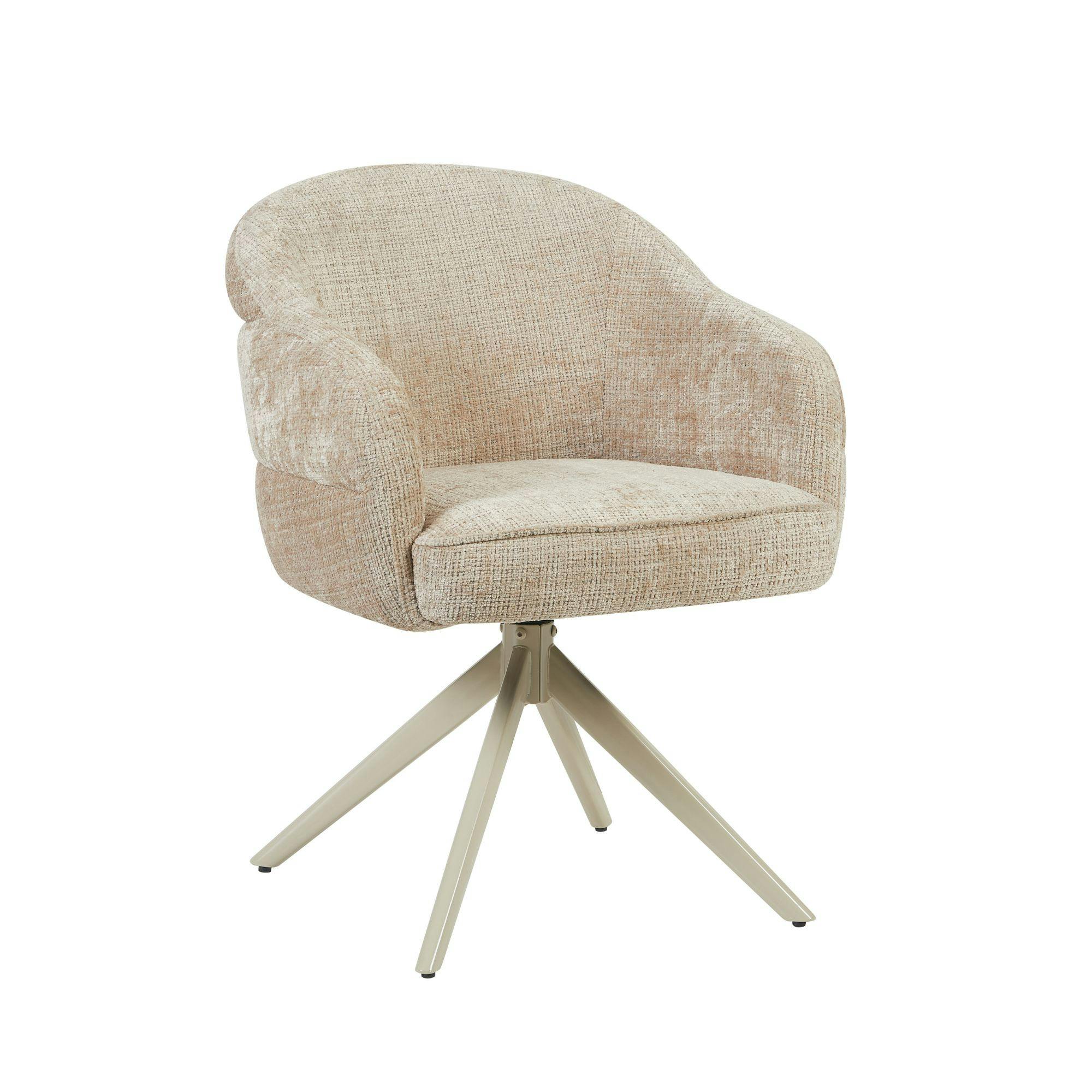 Chaise pivotante beige à dossier structuré (lot de 2) CORTINA