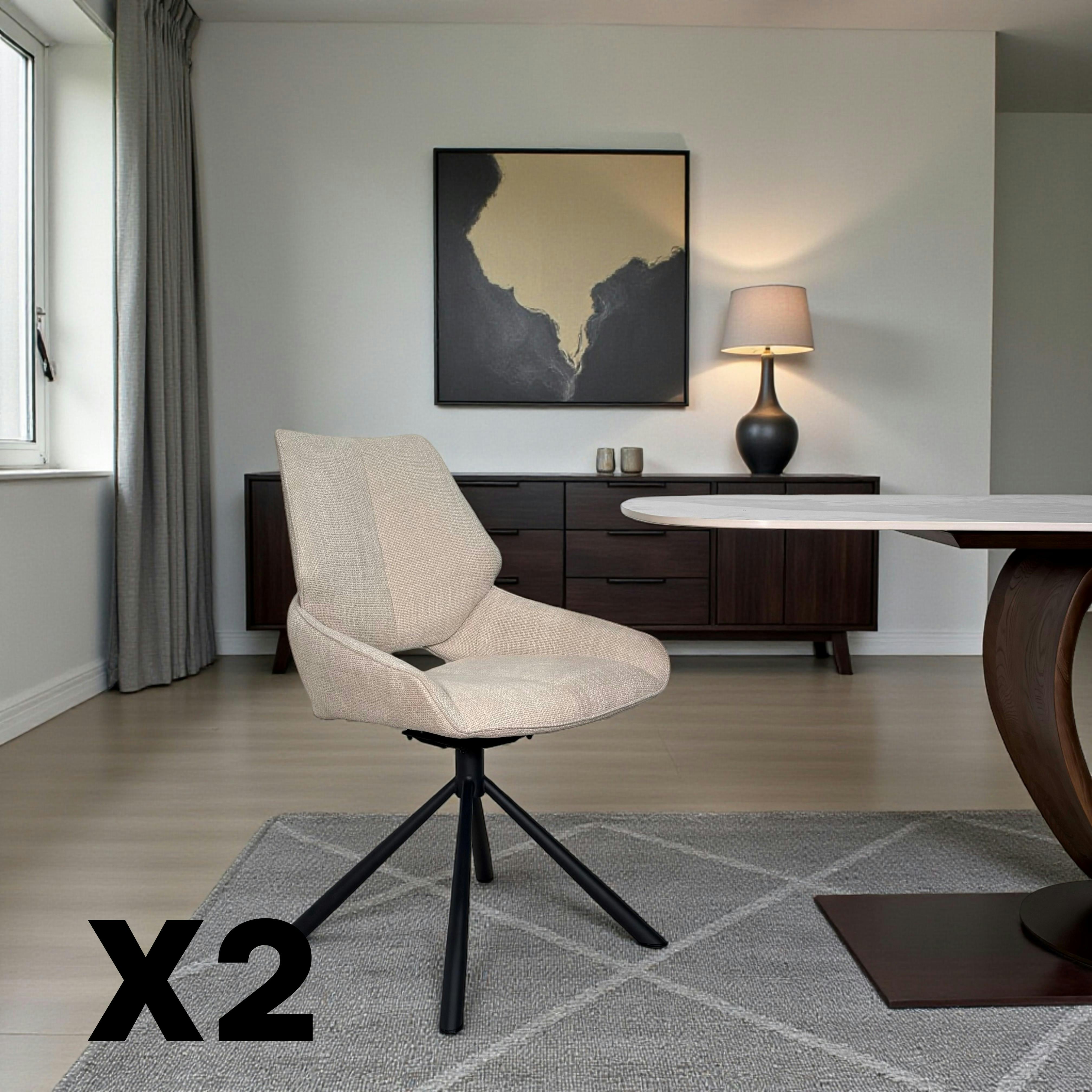 Chaise pivotante beige assise baquet (lot de 2) LIGURIE