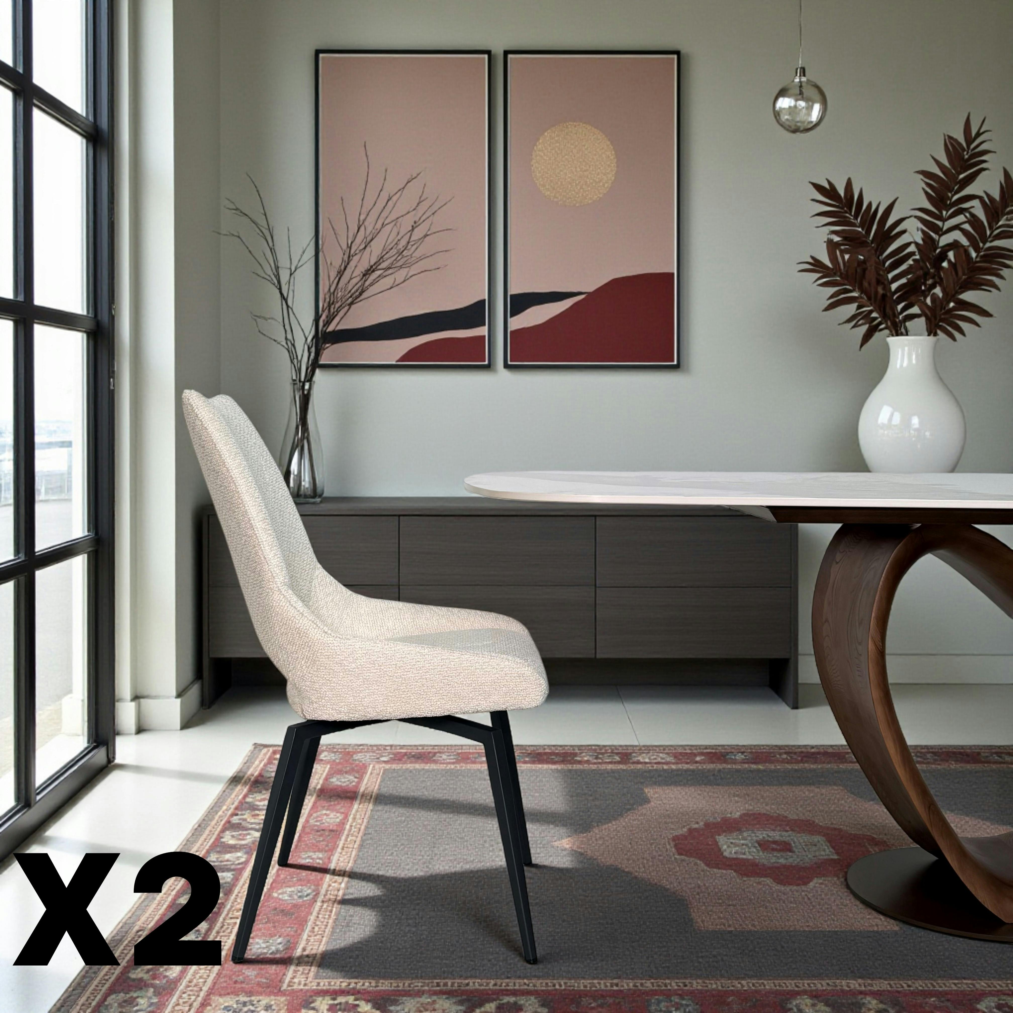 Chaise pivotante beige, dossier ouvert (lot de 2) LIGURIE