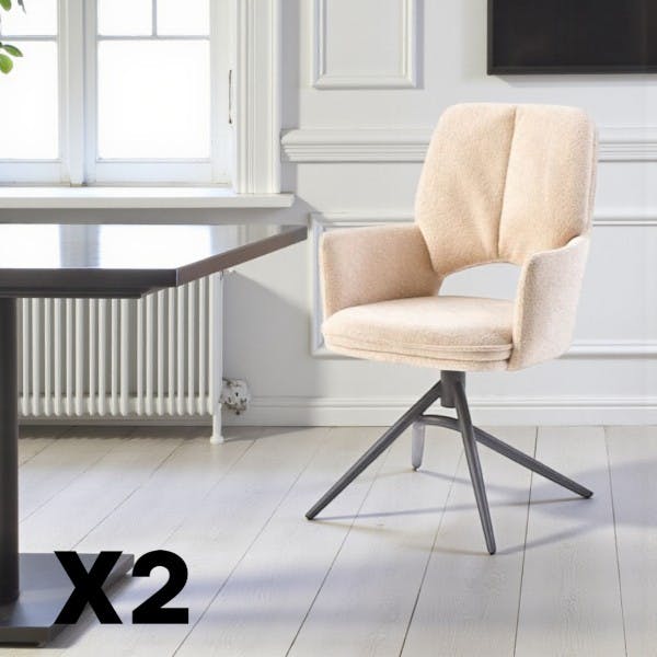 Chaise pivotante beige double coussinage (lot de 2) LIGURIE