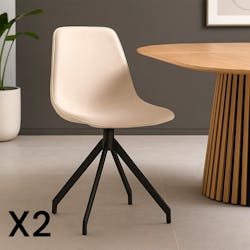 Chaise pivotante blanc sable avec couture (lot de 2) AMSTERDAM