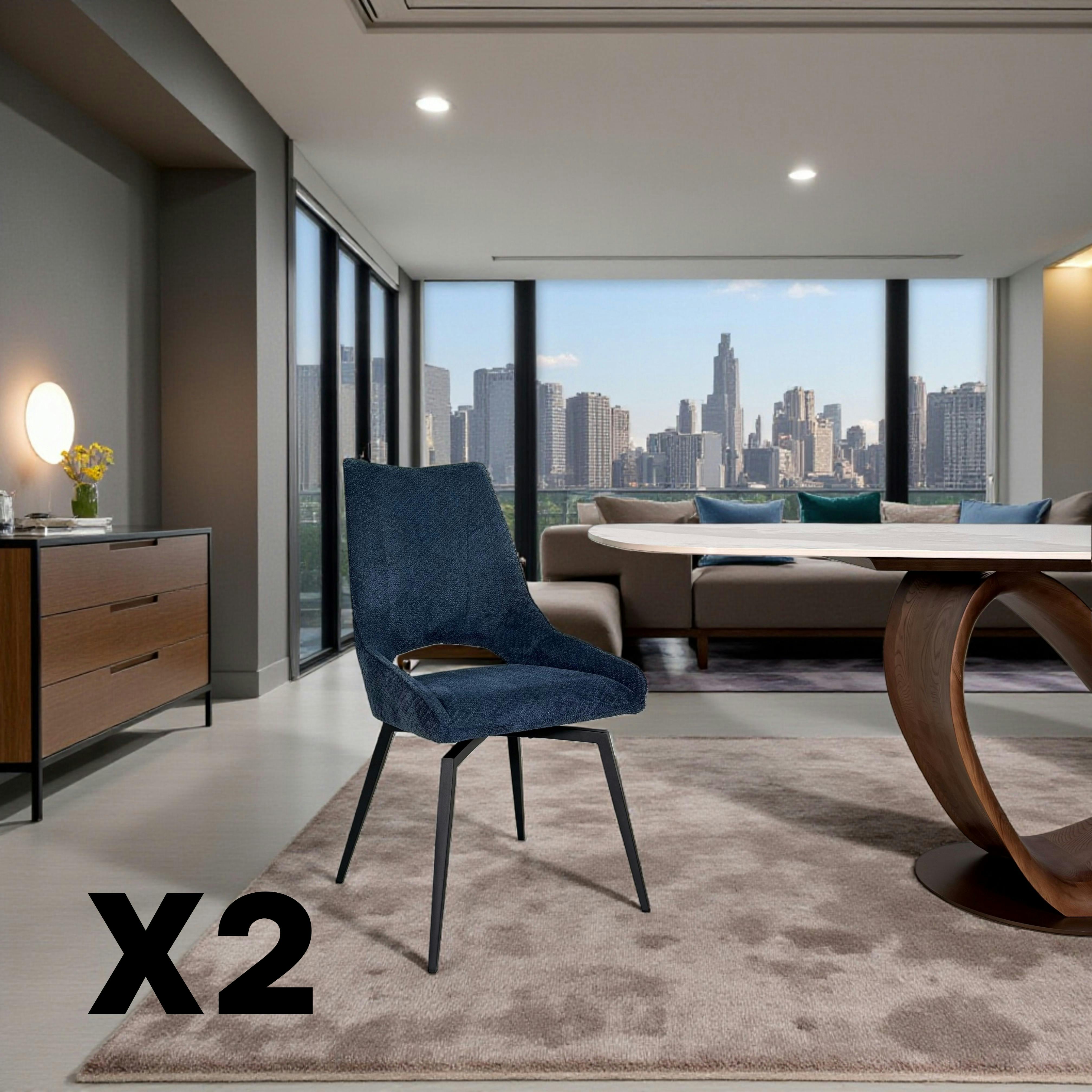 Chaise pivotante bleue, dossier ouvert (lot de 2) LIGURIE