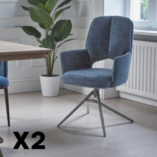 Chaise pivotante bleue double coussinage (lot de 2) LIGURIE