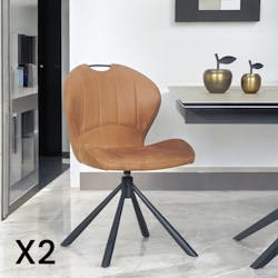 Chaise pivotante caramel avec dossier courbe, (lot de 2) LOMBARDIE