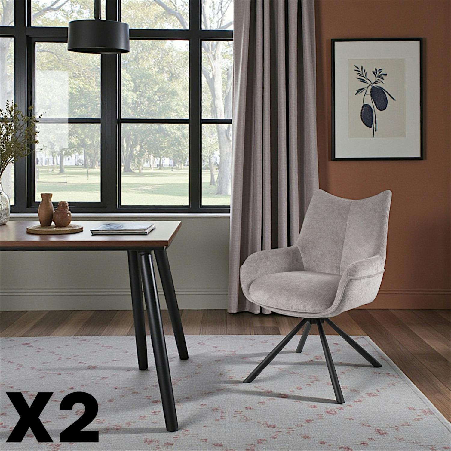 Chaise pivotante cendre à accoudoirs (lot de 2) IENA