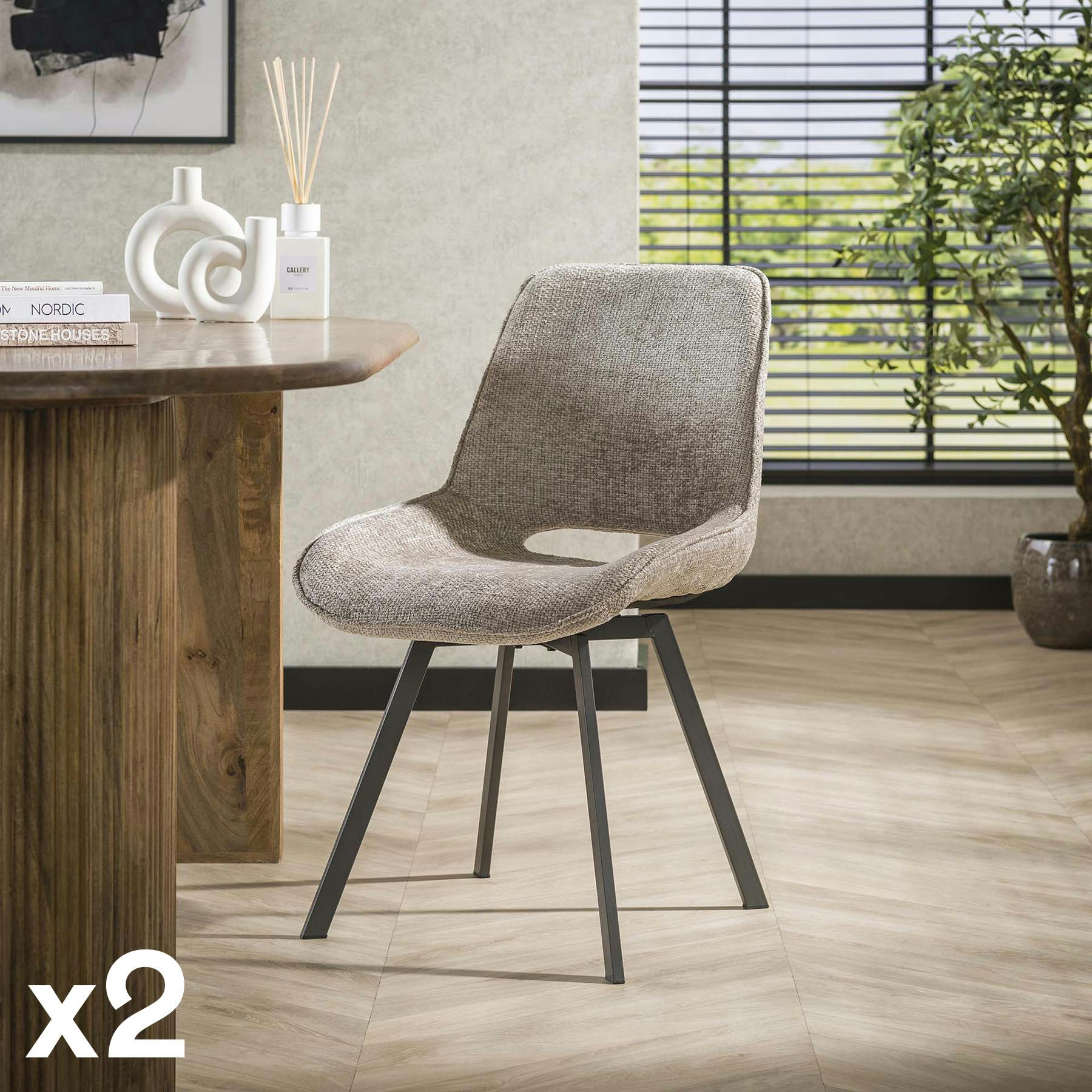 Chaise pivotante confort – beige, dos ajouré (lot de 2) ASCOLI