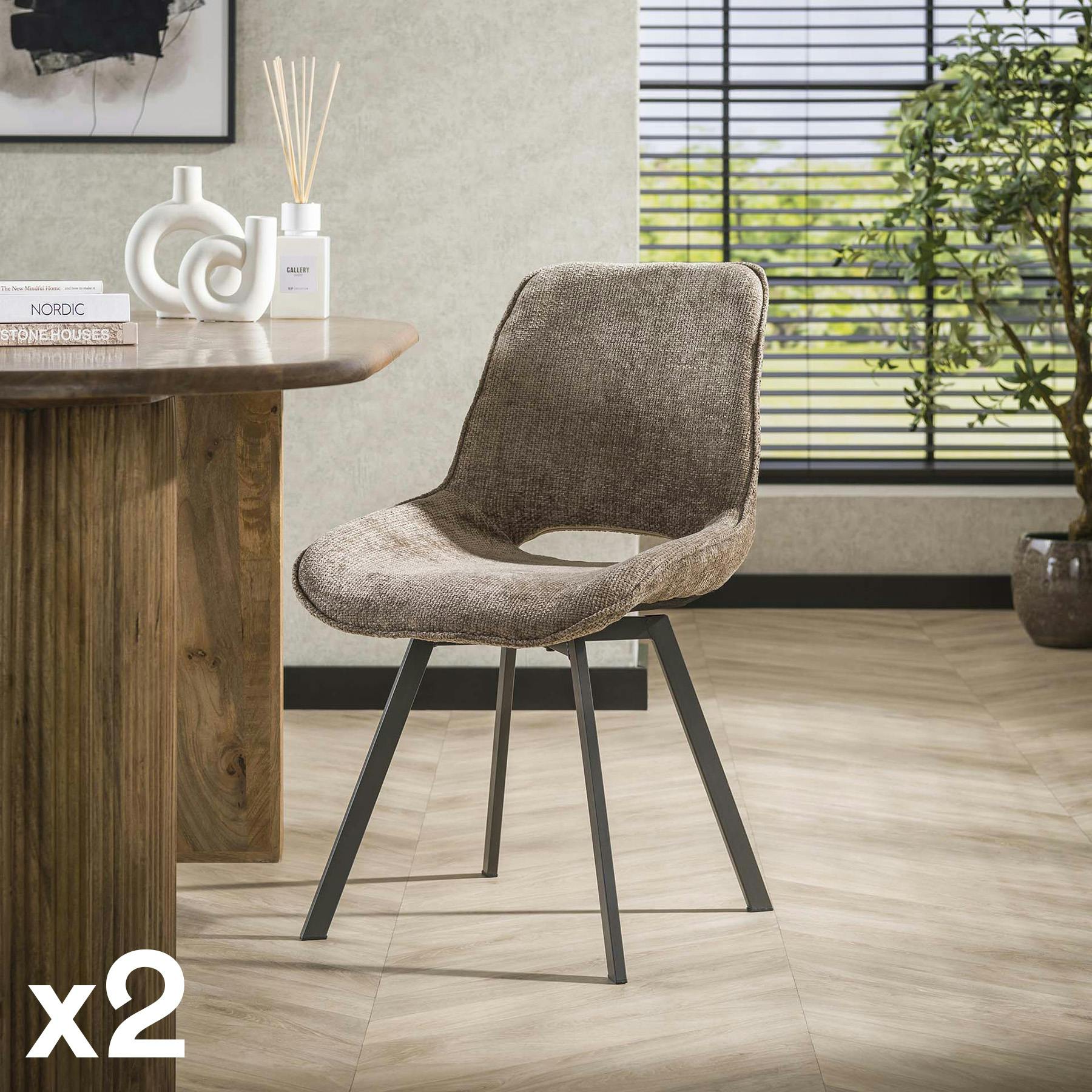 Chaise pivotante confort – grège, dos ajouré (lot de 2) ASCOLI