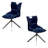 Chaise pivotante coussin et poignée tissu bleu (lot de 2) IENA