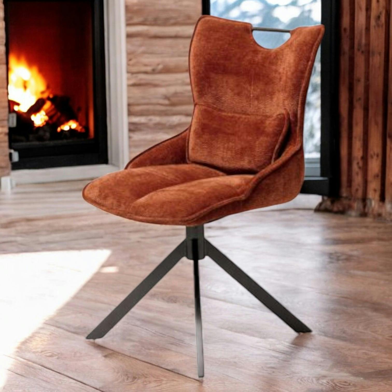 Chaise pivotante coussin et poignée tissu rouille (lot de 2) IENA ...