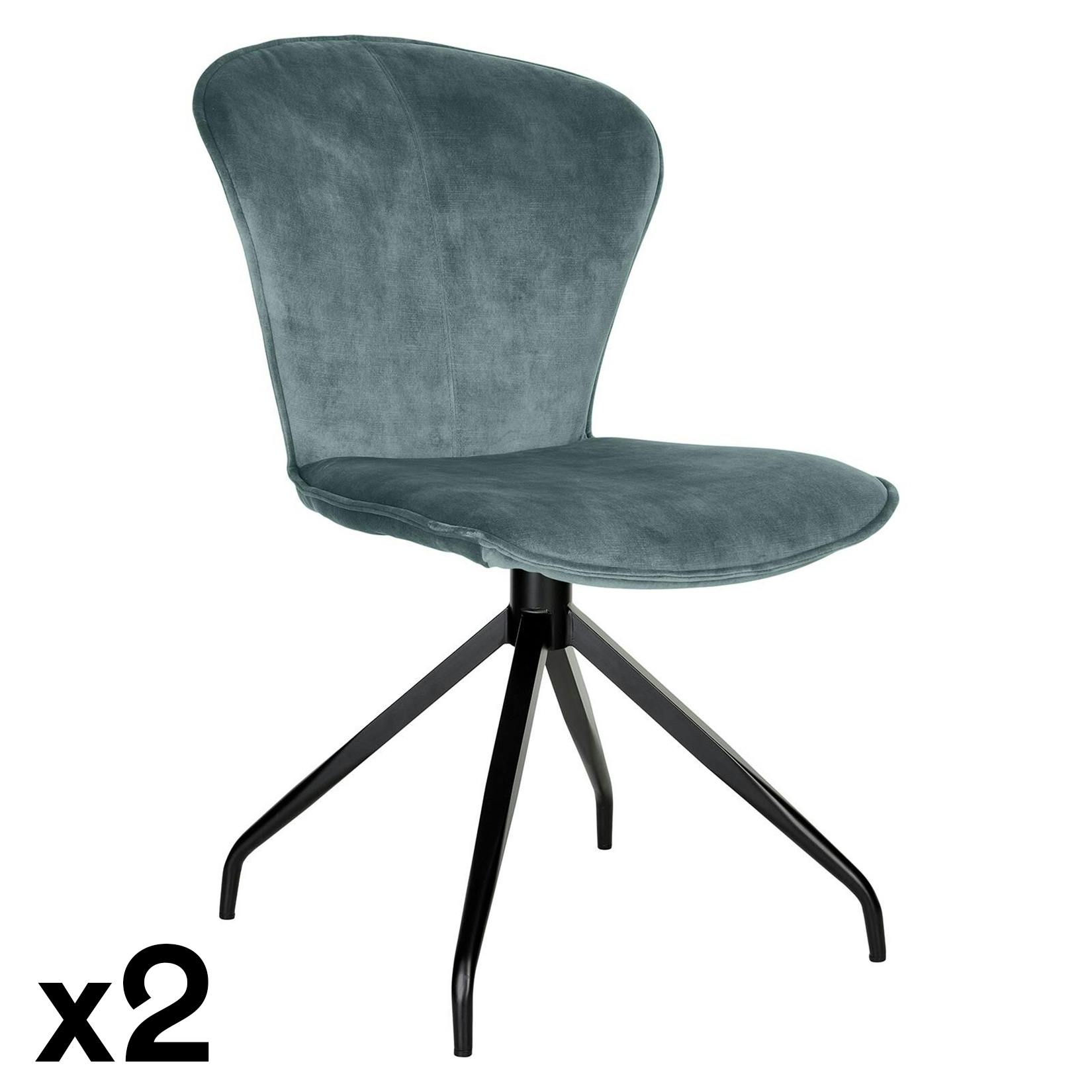 Chaise pivotante en velours bleu (lot de 2) PALERME