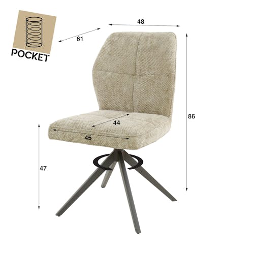 Chaise pivotante ergonomique taupe (lot de 2) JAVA