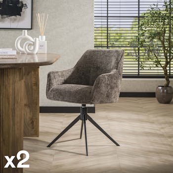 Chaise pivotante grand confort en velours texturé taupe (lot de 2) MELBOURNE