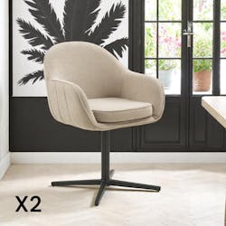 Chaise pivotante gris clair avec dossier rond et piètement noir (lot de 2) MONTREUX