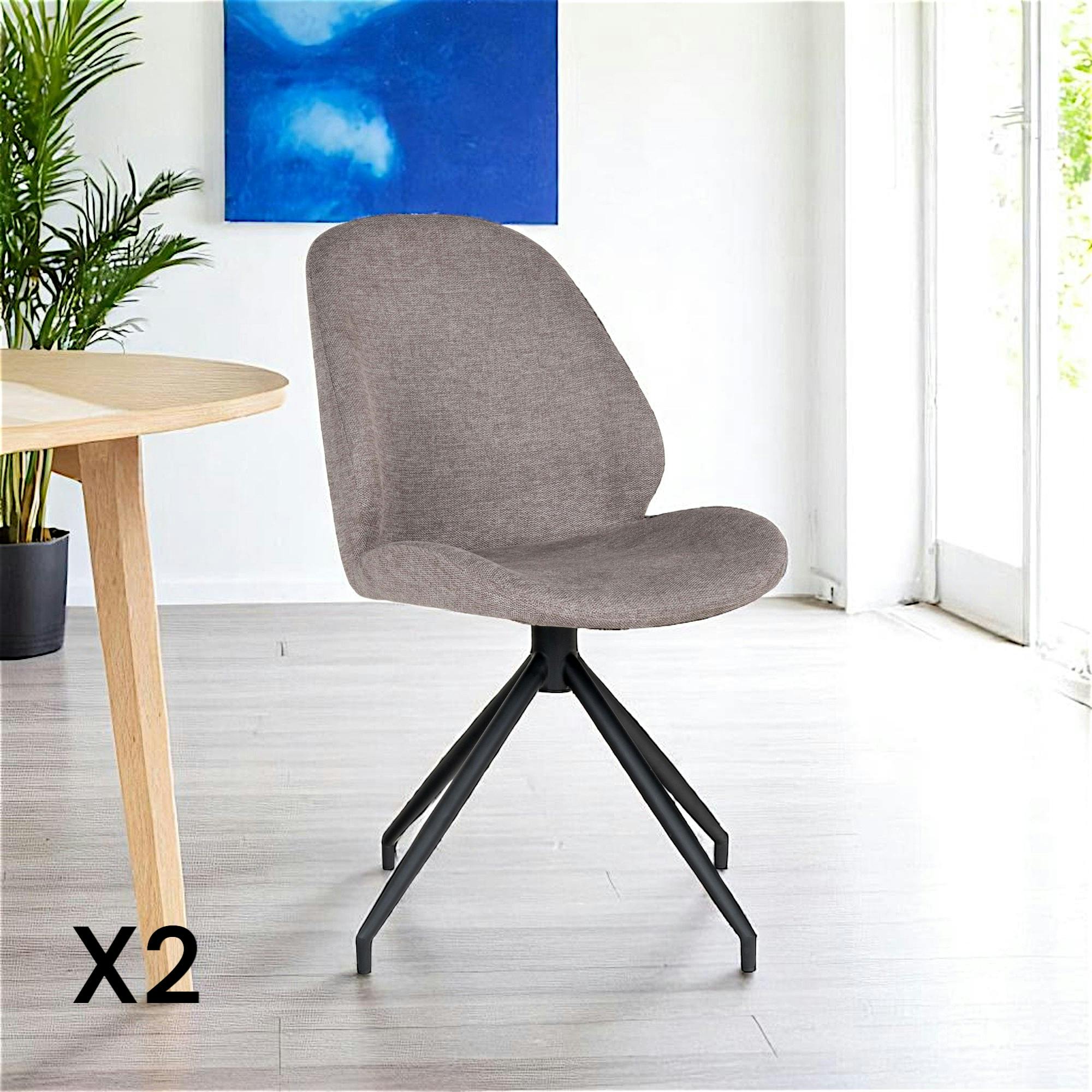 Chaise pivotante gris minéral (lot de 2) BERLIN