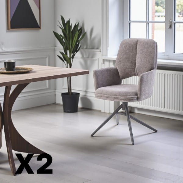 Chaise pivotante grise double coussinage (lot de 2) LIGURIE