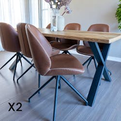 Chaise pivotante marron vintage avec surpiqure décorative (lot de 2) BERLIN
