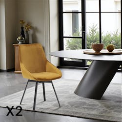 Chaise pivotante moderne en velours doré OKA (Lot de 2)