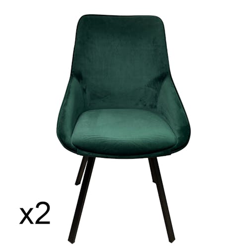 Chaise pivotante moderne en velours vert OKA (Lot de 2)
