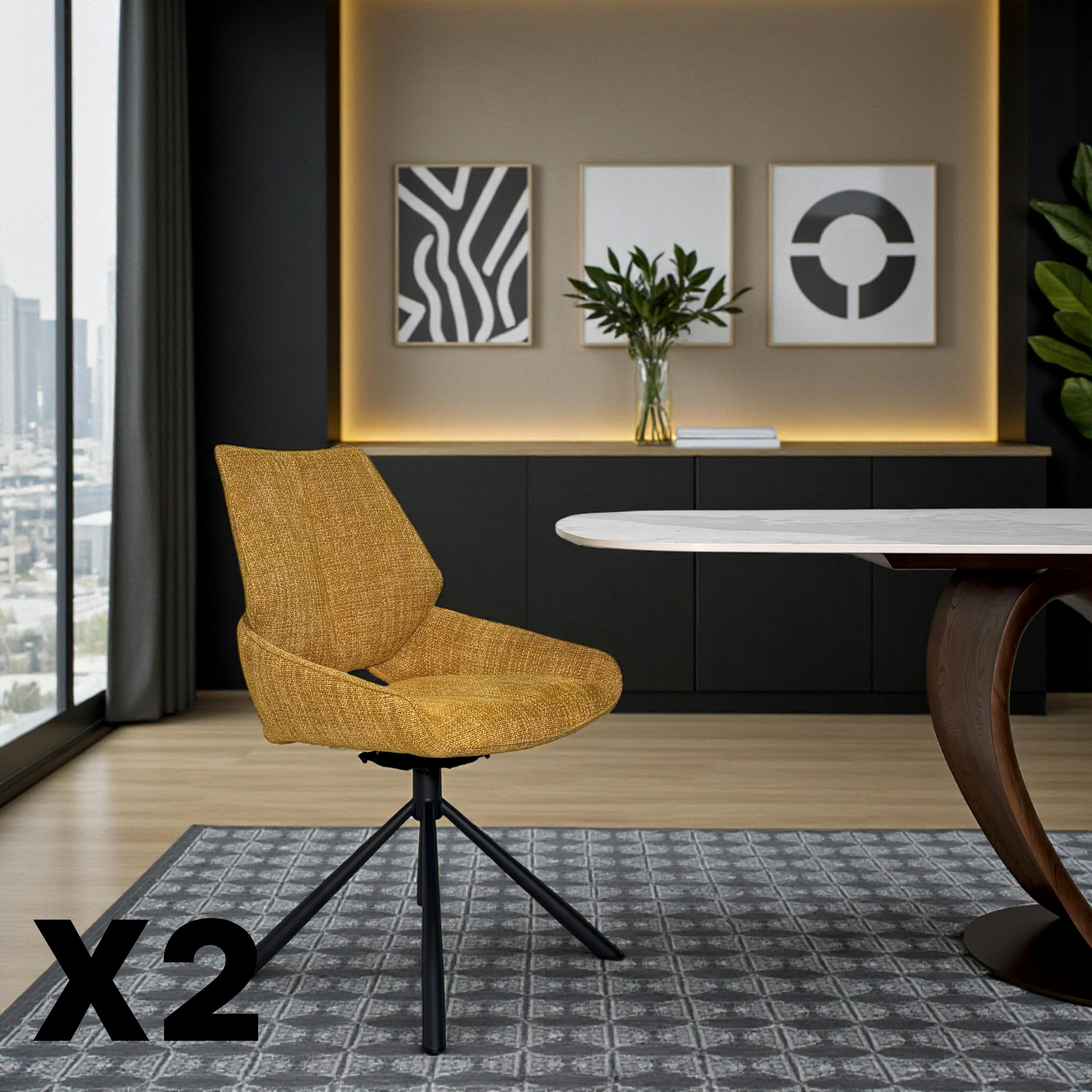 Chaise pivotante ocre assise baquet (lot de 2) LIGURIE