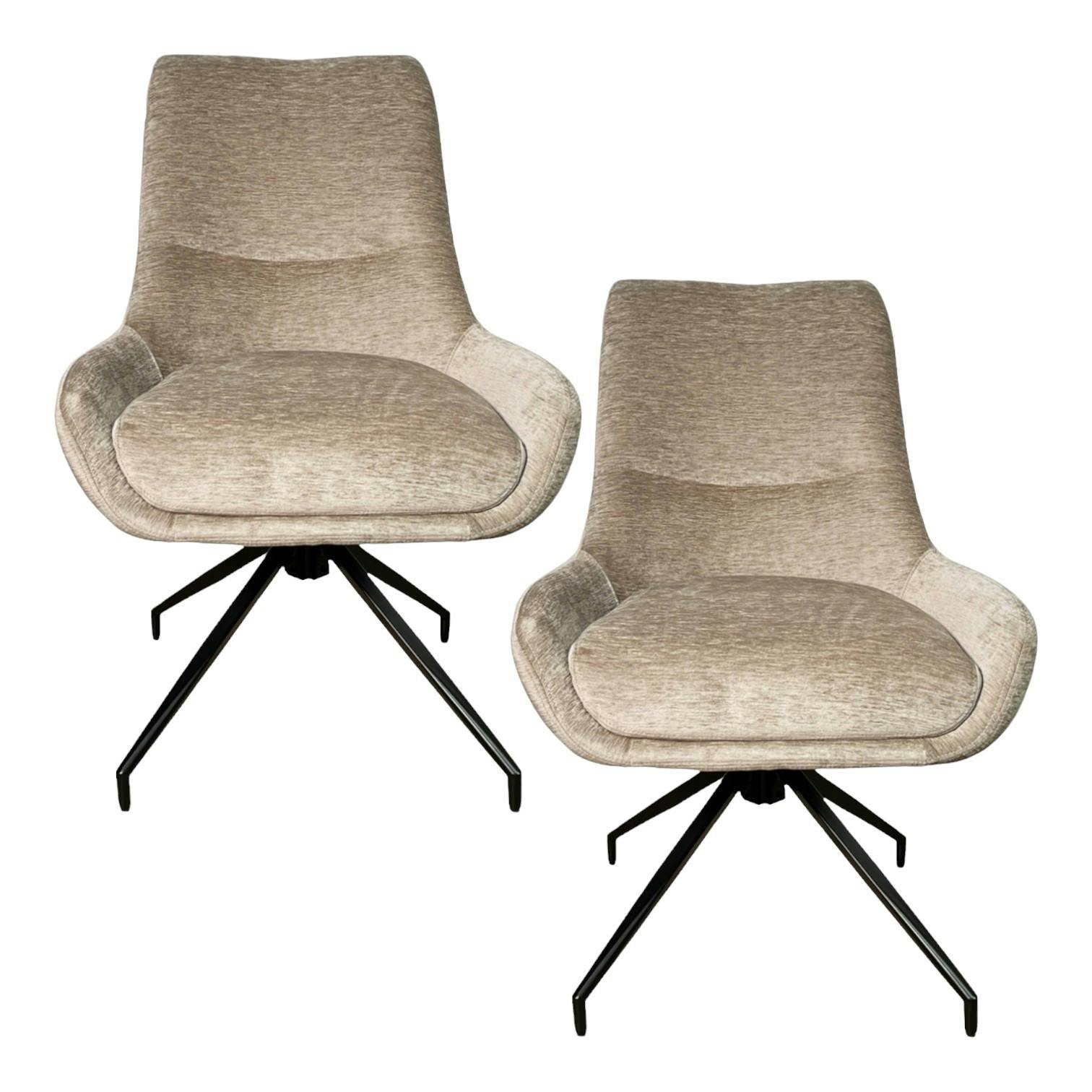 Chaise pivotante retro en velours taupe (lot de 2) PALERME