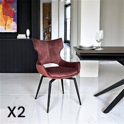 Chaise pivotante rose bi-matière, dossier en T (lot de 2) LOMBARDIE